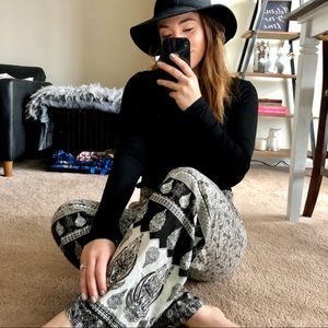 Bohemian wide leg cotton pants.